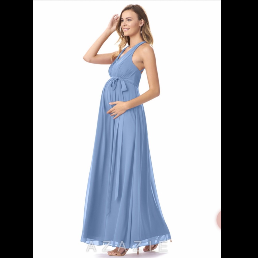 Azazie Bridesmaid Maternity Dress steel blue a12